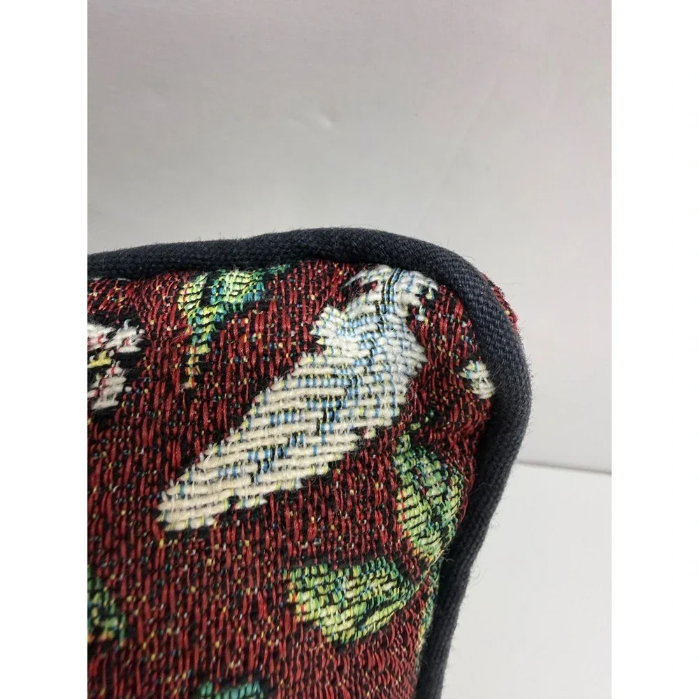 Vintage Woven Tapestry Rooster Accent Pillow Farmhouse Decor Crow About 11.5x7.5